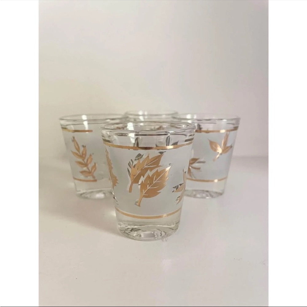 Vintage Libbey Golden Foliage Starlyte Shot Glasses Set of 4